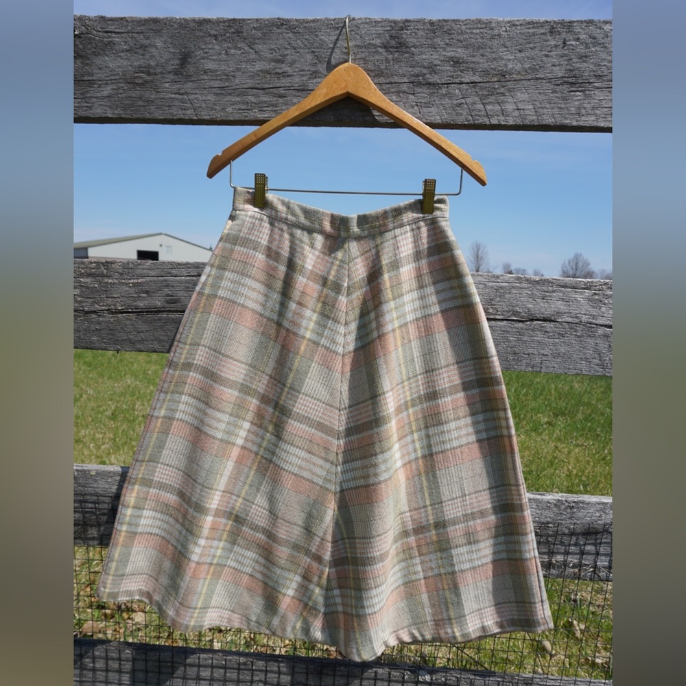 Vintage A Line Plaid Midi Skirt Size 4 / 27” Waist Wool Blend